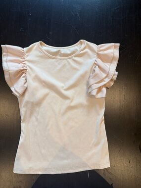 SHEIN Cream Ruffle Sleeve Tank Top